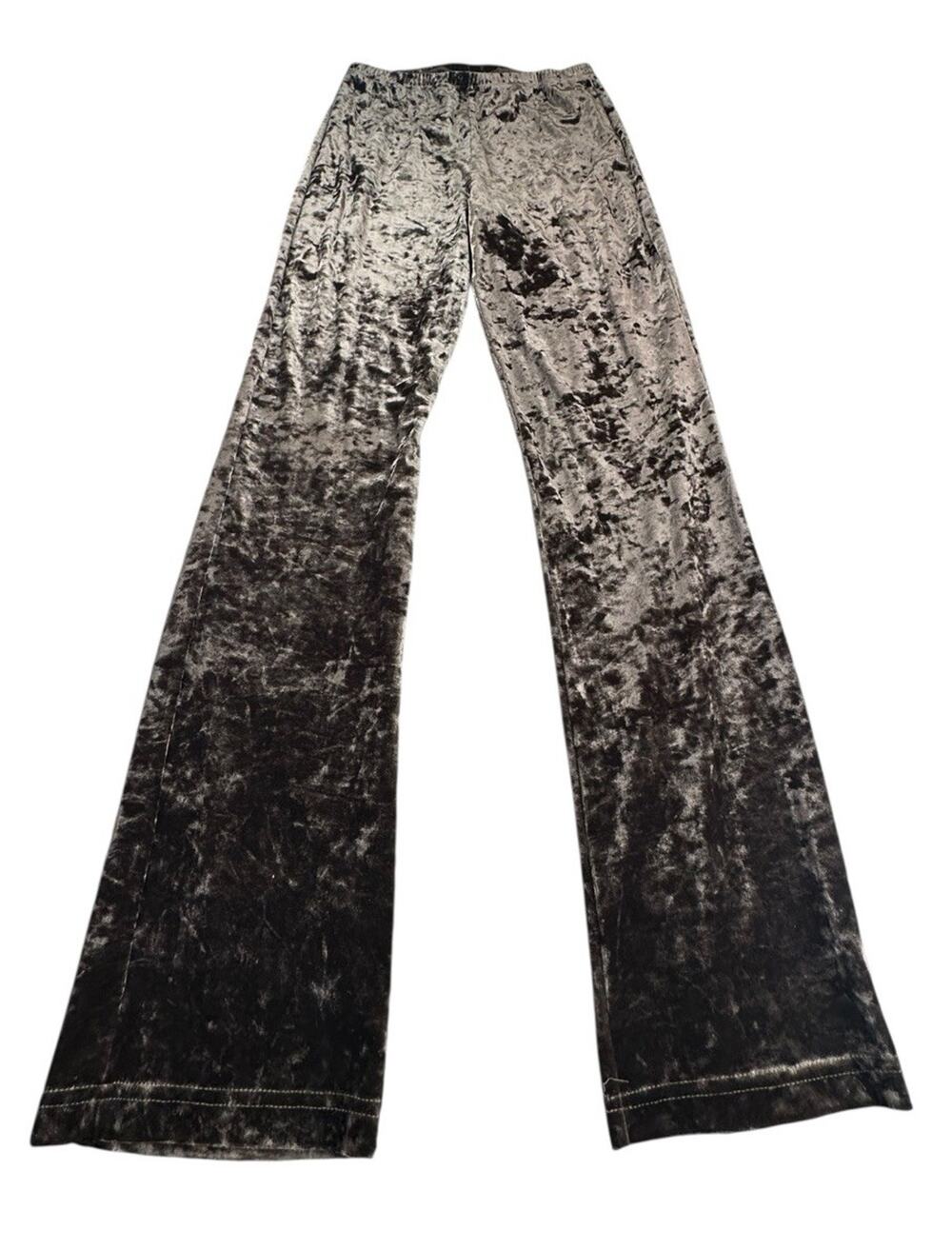 MODA INTERNATIONAL Y2K Brown Crushed Velvet Flare Pants Grunge Goth *Read*
